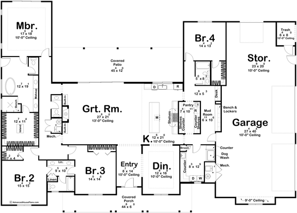House Plan Design - Farmhouse Floor Plan - Main Floor Plan #455-706
