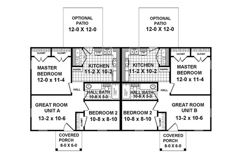 Architectural House Design - Floor Plan - Main Floor for Southern House Plan #21-391 - 2 bed, 1 bath