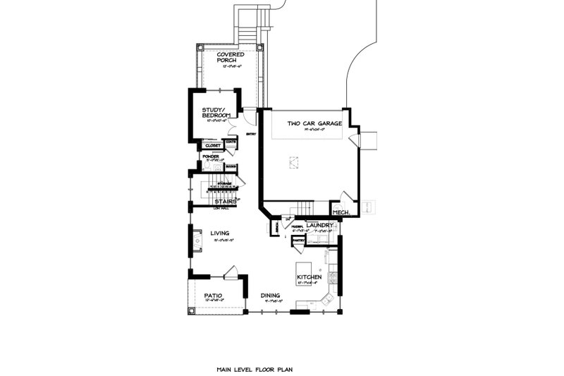 Home Plan - Floor Plan - Main Floor for Prairie House Plan #895-30 - 4 bed, 2.5 bath