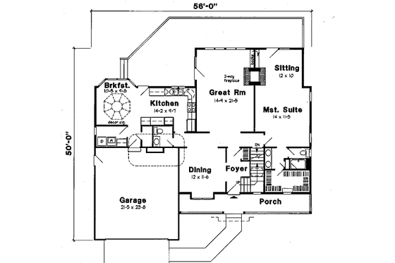 Floor Plan - Main Floor for Country House Plan #312-804 - 3 bed, 2.5 bath