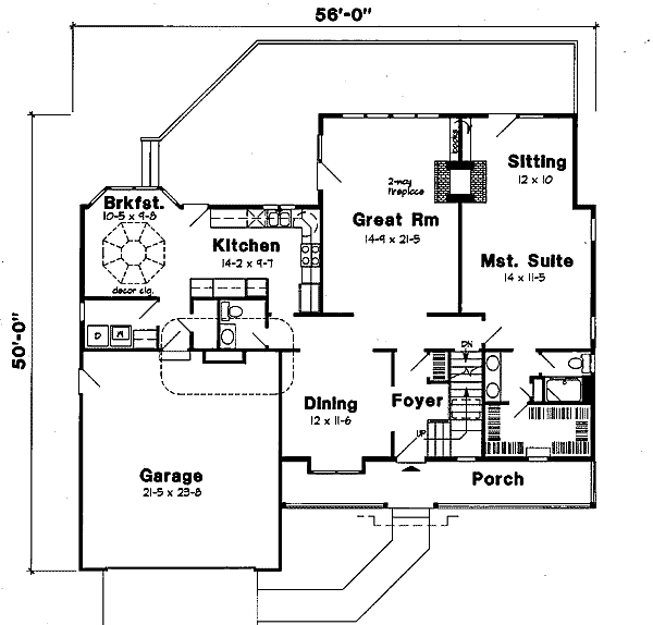 Floor Plan - Main Floor for Country House Plan #312-804 - 3 bed, 2.5 bath