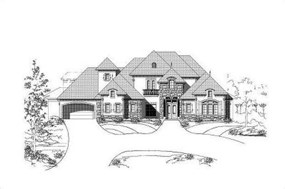 Exterior - Front Elevation for European House Plan #411-490 - 4 bed, 4.5 bath