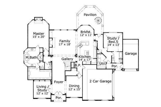 Floor Plan - Main Floor for Mediterranean House Plan #411-598 - 4 bed, 4.5 bath