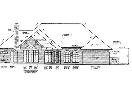 Exterior - Rear Elevation for European House Plan #310-831 - 4 bed, 3 bath