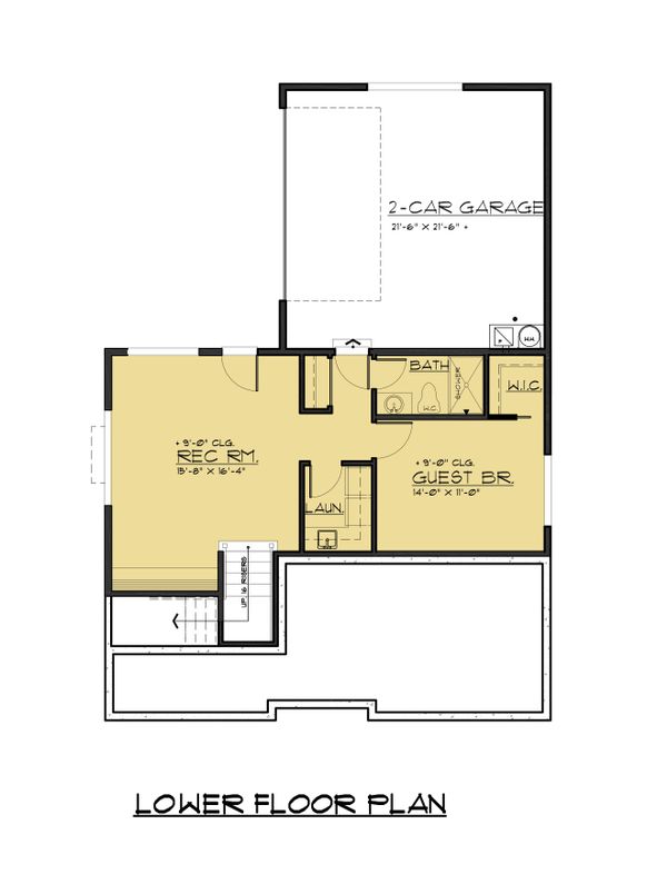Architectural House Design - Modern Floor Plan - Lower Floor Plan #1066-67