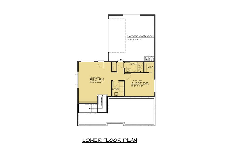 Architectural House Design - Floor Plan - Lower Floor for Modern House Plan #1066-67 - 4 bed, 3.5 bath