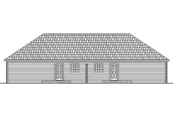 Exterior - Rear Elevation for Ranch House Plan #21-104 - 2 bed, 2 bath