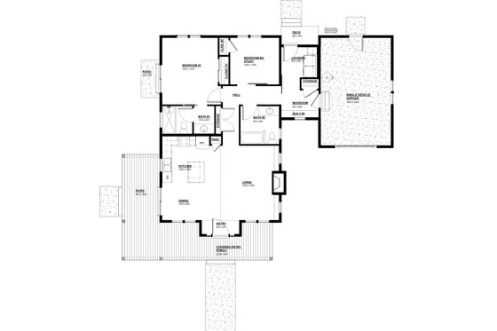 Floor Plan - Main Floor for Farmhouse House Plan #895-166 - 2 bed, 2 bath