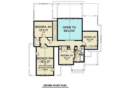 Floor Plan - Upper Floor for Farmhouse House Plan #1070-164 - 4 bed, 2.5 bath