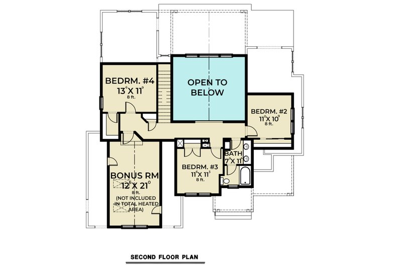 Home Plan - Floor Plan - Upper Floor for Farmhouse House Plan #1070-164 - 4 bed, 2.5 bath