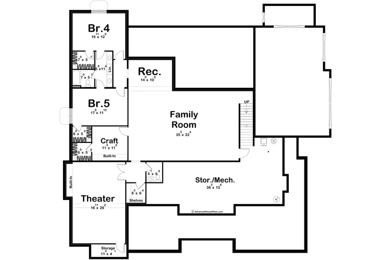 Dream House Plan - Floor Plan - Lower Floor for Cottage House Plan #455-800 - 3 bed, 2.5 bath