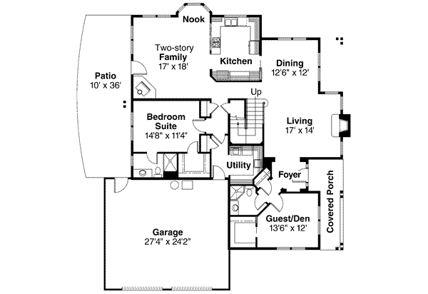 House Plan Design - Craftsman Floor Plan - Main Floor Plan #124-459