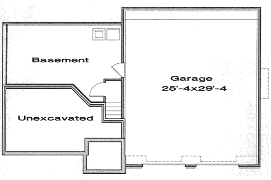 Floor Plan - Lower Floor for European House Plan #6-177 - 3 bed, 2 bath