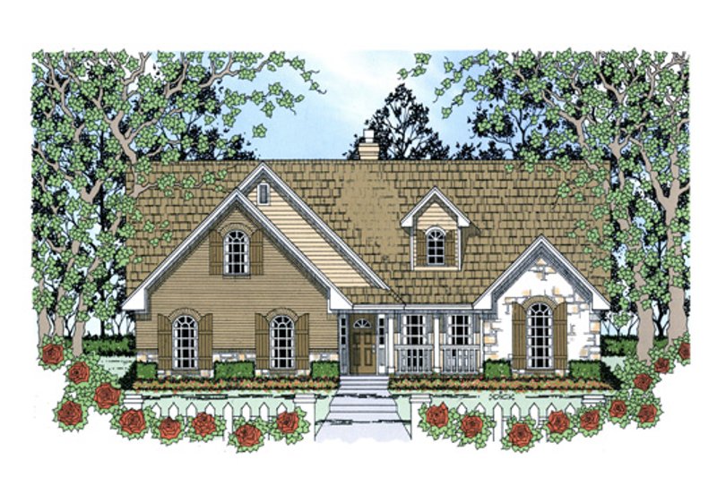 House Blueprint - Country Exterior - Front Elevation Plan #42-387