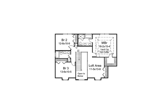 Floor Plan - Upper Floor for Country House Plan #57-624 - 3 bed, 2.5 bath