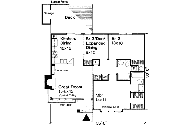 Home Plan - Floor Plan - Main Floor for Traditional House Plan #320-103 - 3 bed, 2 bath