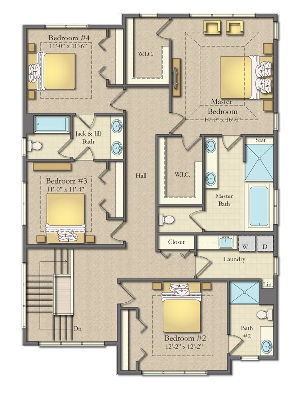 Farmhouse Floor Plan - Upper Floor Plan #1057-39