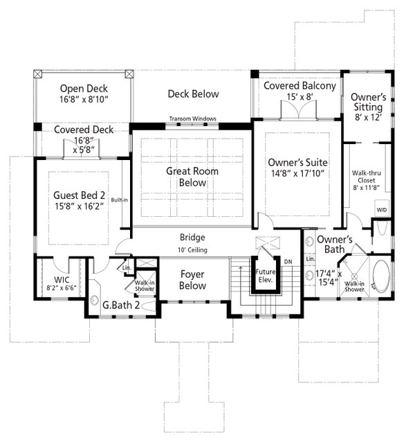 House Plan Design - Beach Floor Plan - Upper Floor Plan #938-115
