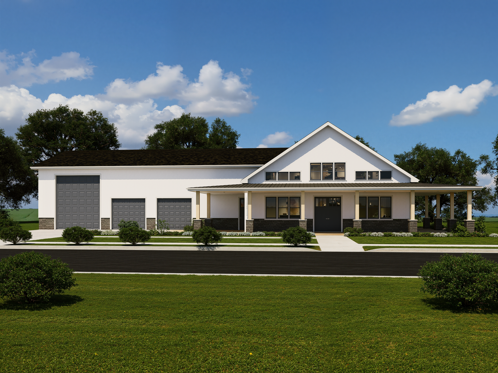 Exterior - Front Elevation 2 for Barndominium House Plan #1112-23 - 3 bed, 2.5 bath