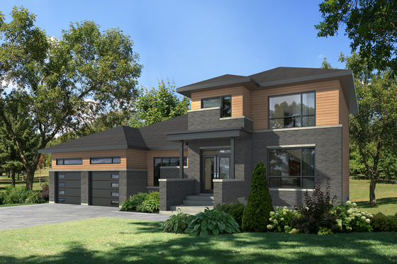 Exterior - Front Elevation for Contemporary House Plan #25-4609 - 4 bed, 3 bath