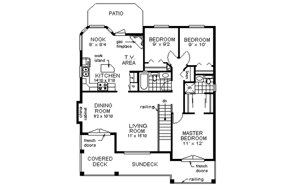 Floor Plan - Main Floor for European House Plan #18-1008 - 3 bed, 2 bath