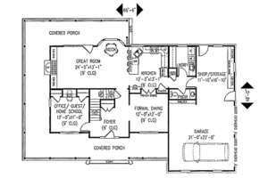 Floor Plan - Main Floor for Farmhouse House Plan #11-214 - 4 bed, 2.5 bath