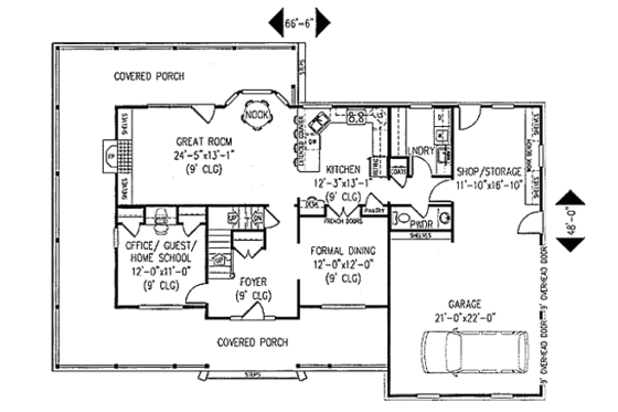 Floor Plan - Main Floor for Farmhouse House Plan #11-214 - 4 bed, 2.5 bath