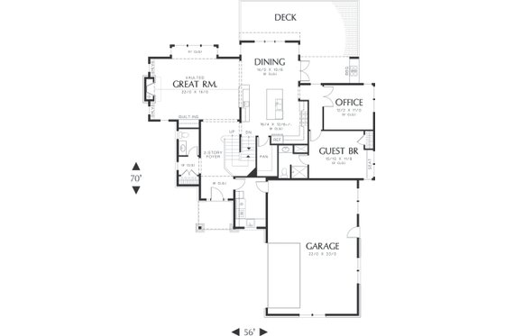 Main level floor plan - 4000 square foot Craftsman home