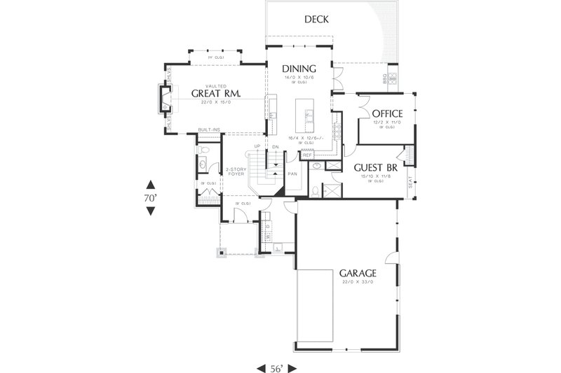 Home Plan - Main level floor plan - 4000 square foot Craftsman home