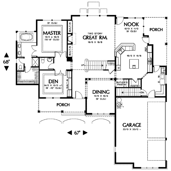 House Design - Craftsman Floor Plan - Main Floor Plan #48-116