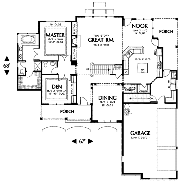 Home Plan - Craftsman Floor Plan - Main Floor Plan #48-116