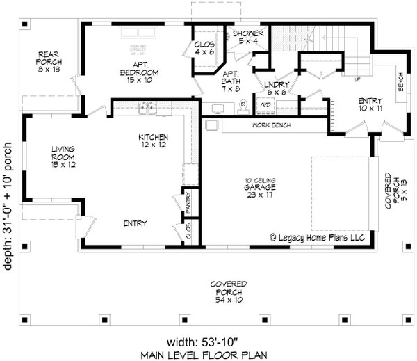 Contemporary Floor Plan - Lower Floor Plan #932-1129