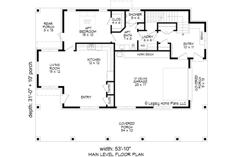 House Design - Floor Plan - Lower Floor for Contemporary House Plan #932-1129 - 3 bed, 3 bath