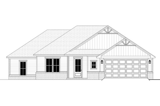 Exterior - Front Elevation 3 for Ranch House Plan #430-283 - 4 bed, 2 bath