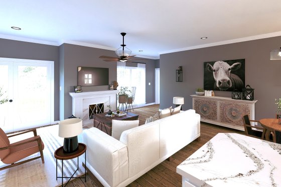 Interior - Family Room for Farmhouse House Plan #44-277 - 3 bed, 2 bath
