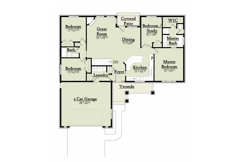 Dream House Plan - Bungalow designed house plan, ranch style floor plan