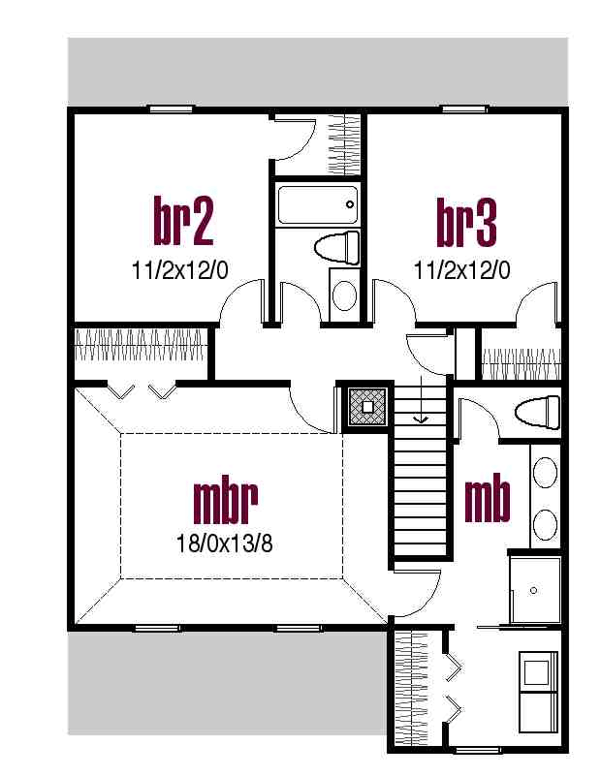 Home Plan - Farmhouse Floor Plan - Upper Floor Plan #435-1