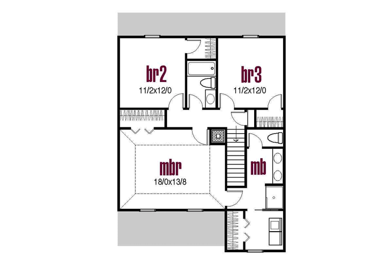 Home Plan - Floor Plan - Upper Floor for Farmhouse House Plan #435-1 - 3 bed, 2.5 bath