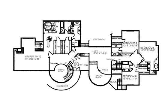 Floor Plan - Upper Floor for Traditional House Plan #60-375 - 7 bed, 10 bath