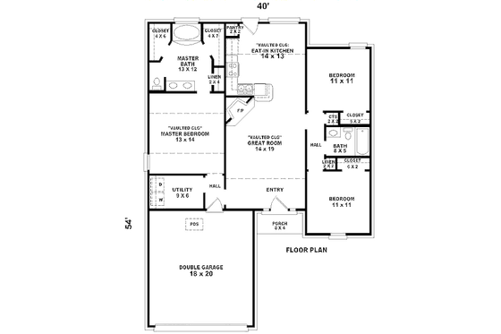Floor Plan - Main Floor for Traditional House Plan #81-13787 - 3 bed, 2 bath