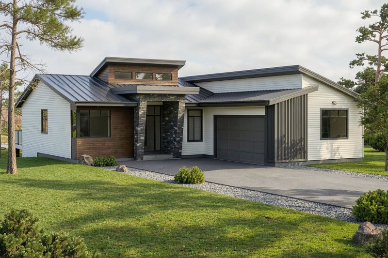 Home Plan - Exterior - Front Elevation 2 for Contemporary House Plan #1100-70 - 3 bed, 2 bath