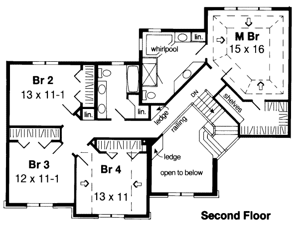 Traditional Floor Plan - Upper Floor Plan #312-383