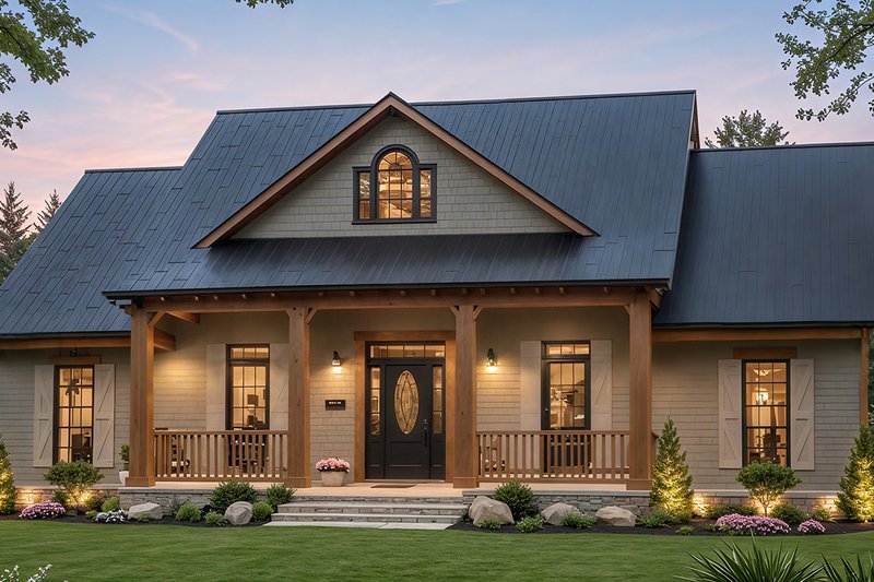 House Blueprint - Farmhouse Exterior - Front Elevation Plan #21-521