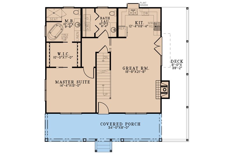 Home Plan - Floor Plan - Main Floor for Country House Plan #923-303 - 3 bed, 2.5 bath