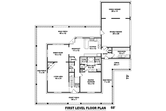 Floor Plan - Main Floor for Country House Plan #81-1455 - 3 bed, 3.5 bath