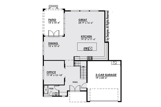 Floor Plan - Main Floor for Modern House Plan #1066-3 - 3 bed, 4.5 bath