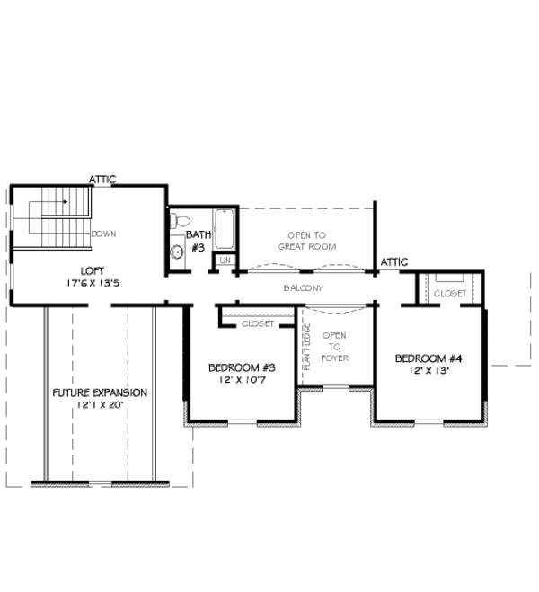 Traditional Floor Plan - Upper Floor Plan #424-371