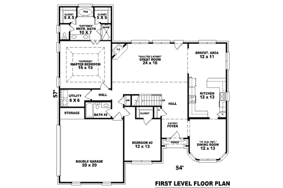 Floor Plan - Main Floor for European House Plan #81-969 - 4 bed, 3 bath