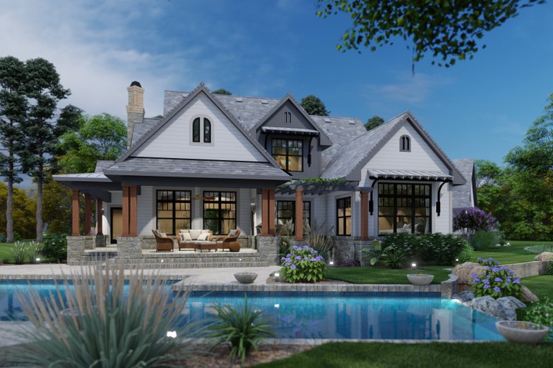 Dream House Plan - Exterior - Rear Elevation 1 for Farmhouse House Plan #120-195 - 3 bed, 2.5 bath