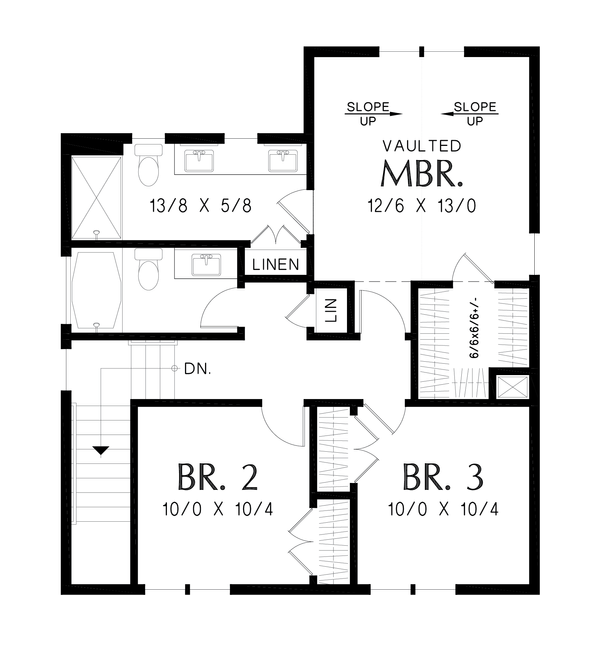 Craftsman Floor Plan - Upper Floor Plan #48-1114